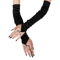 CrossGearX Mitaines Longues Shiny Gloves Noires